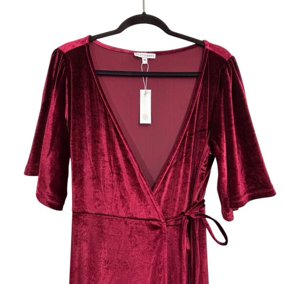 Baltic Born Maxi Wrap Velvet Dress Meghan Wedding Holiday Party Burgundy Size XL - Picture 3 of 13